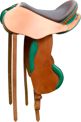 selle equitation hugues petel avenir caramel chocolat vert