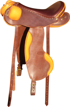 PERFORMANCE coloris chocolat / moutarde selle equitation hugues petel